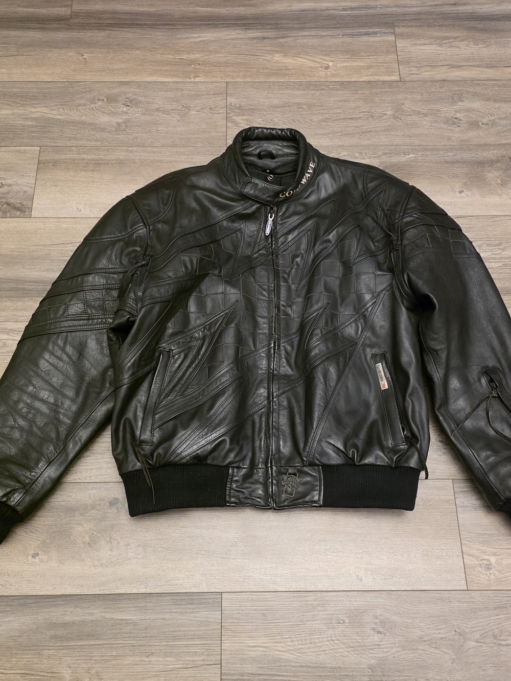 Vintage Coldwave Patchwork Moto Bomber Jacket Size XL